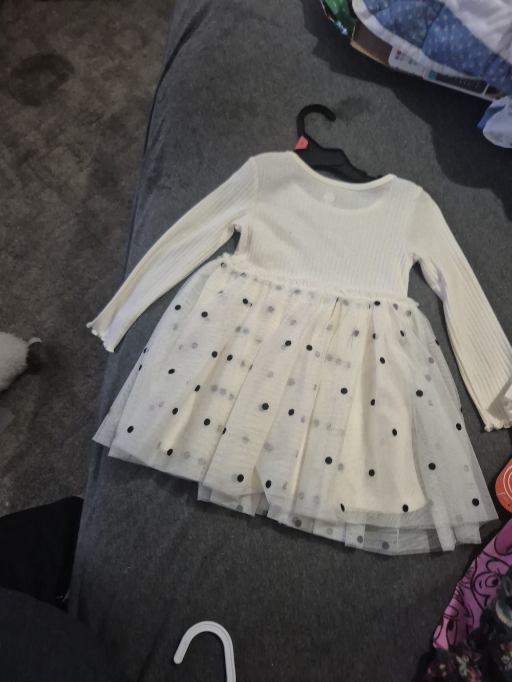 jumping beans Cream Dress with Black Polka Dots